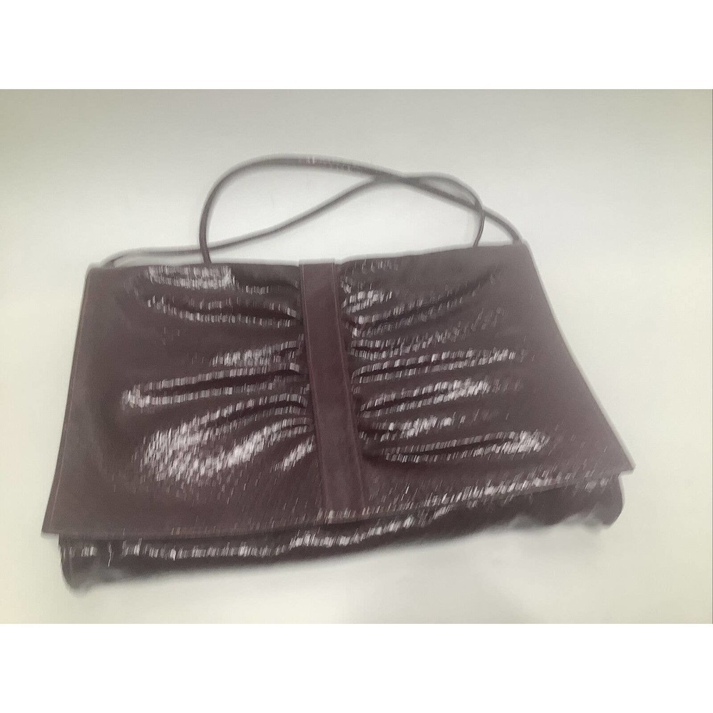 VINTAGE 80s Maryann Rosenfeld Snake Print Bag Burgundy 12x9x2"